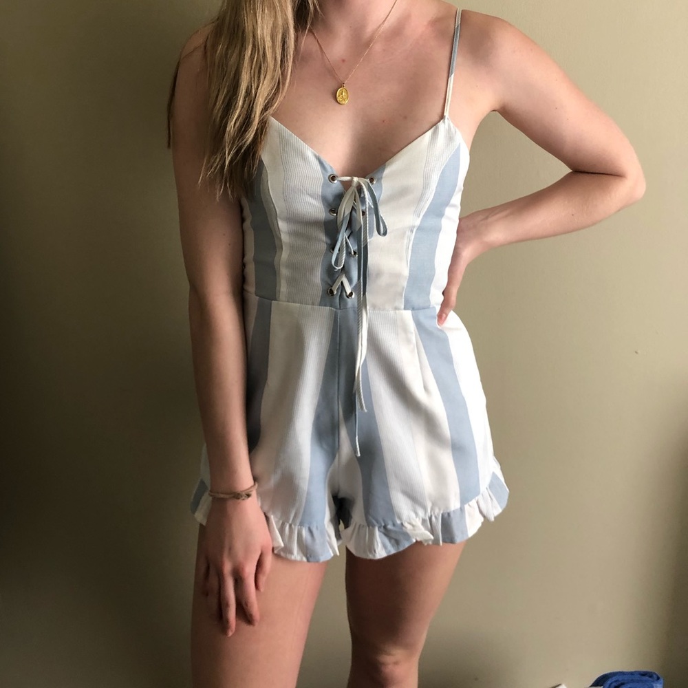 Lucca blue&white romper